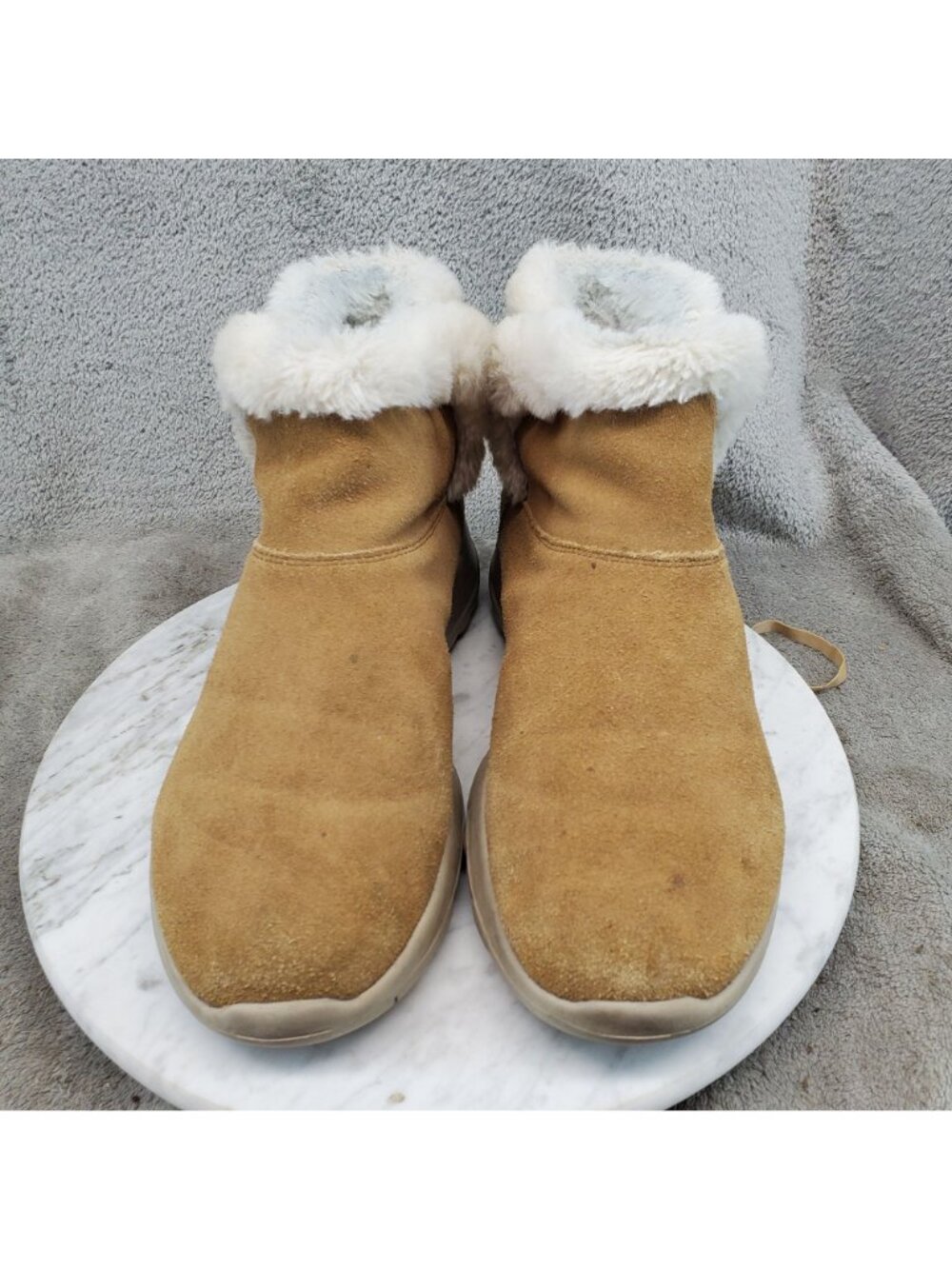 Skechers Shoes Womens Size 9 On The Go Joy Bundle Up Brown Suede Boots *Read* - Picture 3 of 10
